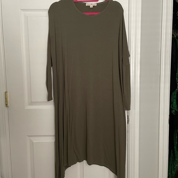 Mimu Maxi asymmetrical olive edge frock dress sold out - Picture 1 of 11